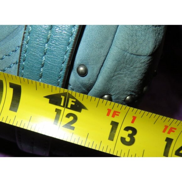 COACH 2010 15276 Embossed & Studded Blue Leather Alex Satchel Handbag - Picture 11 of 13